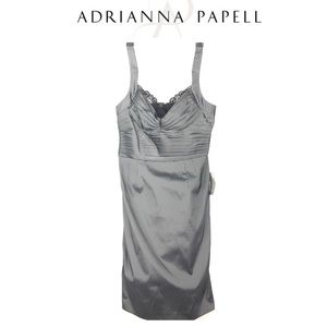 Adrianna papell sleeveless pleated grey dress 10